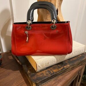Beijo Glossy Red and Black Satchel